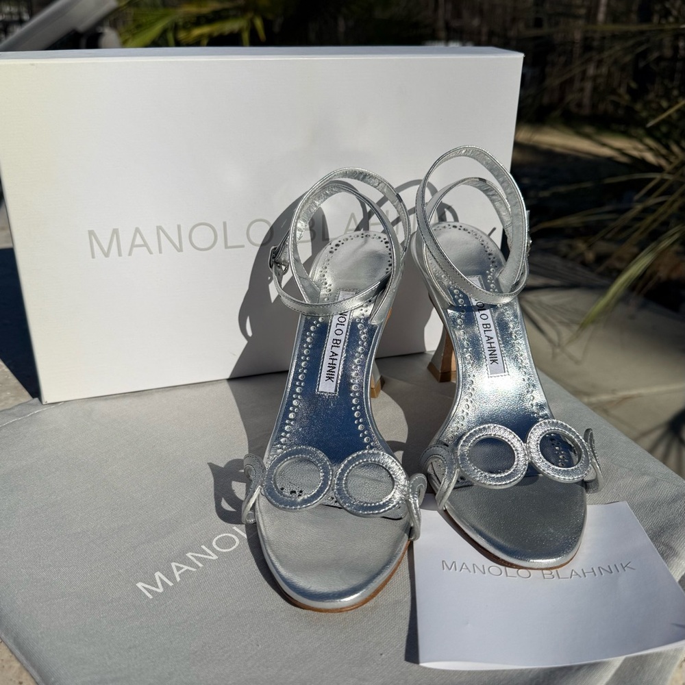 Manolo Blahnik Metallic Silver Heels - Picture 14 of 16